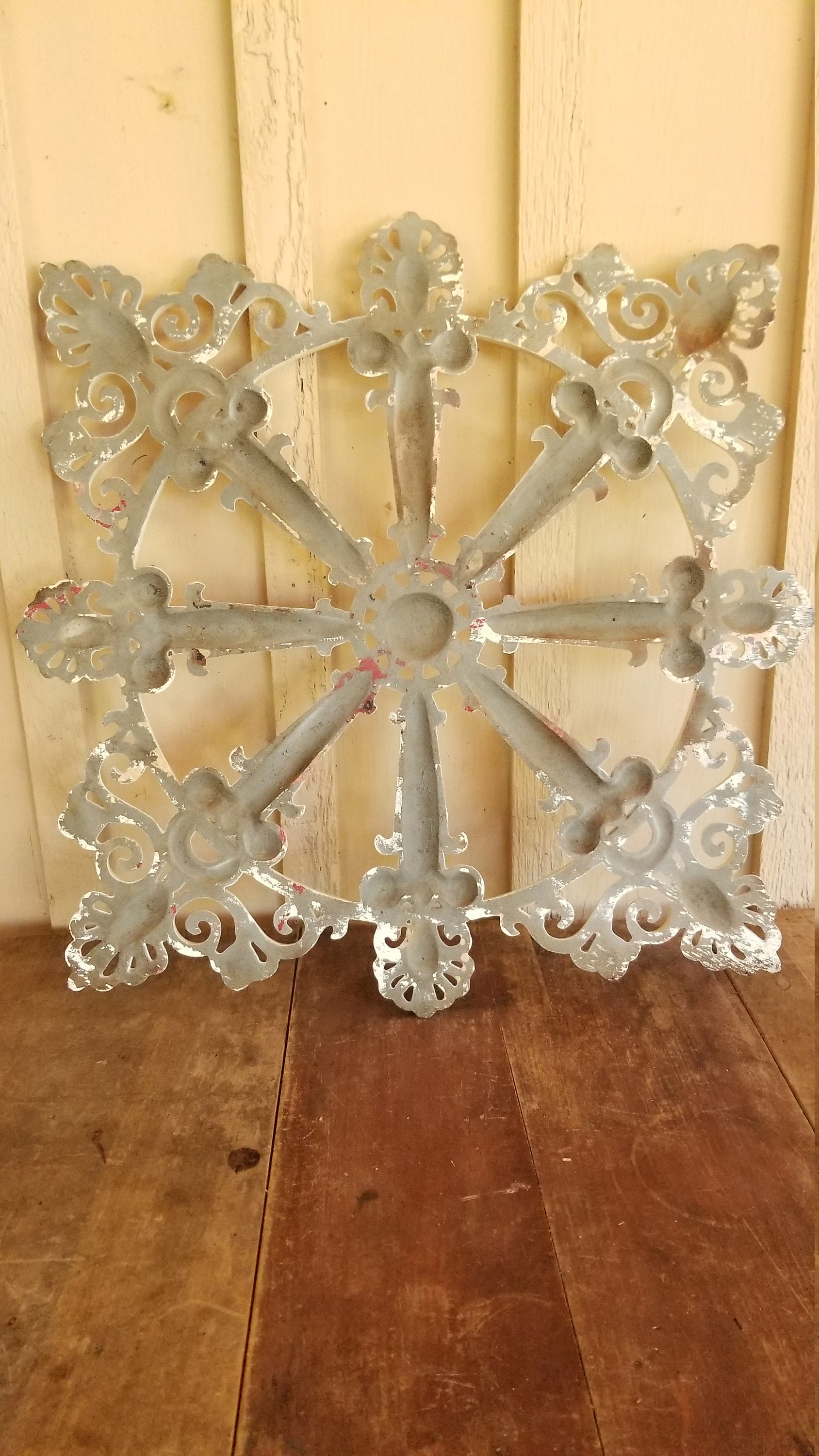 Ornate Large Castiron Wall Medallionmetal Wall Etsy