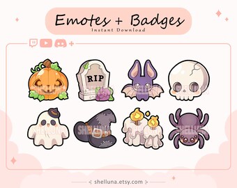 Halloween Emotes and Badges | Fall Emotes | Twitch Emotes | Twitch Sub Badges | Discord | Halloween | Kawaii | Channel Points