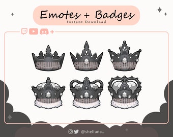Crown (Black/White) Twitch Badges and Emotes | Discord Emotes | YouTube Emotes | Kawaii | Streamer Badges | Stream Icon | Channel Points