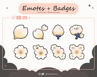 Sakura (White) Emotes and Badges | Twitch Emotes | Twitch Badges | Discord | Japanese | Kawaii | Flower | Cherry Blossom | Stream Icons