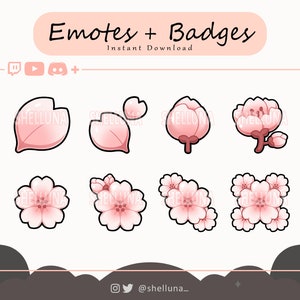 桜 (ピンク) の絵文字とバッジ | Twitch 絵文字 | Twitch バッジ | Discord | 日本語 | 花 | かわいい | ピンク | 桜 | ストリーム アイコン