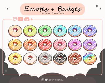 Twitch Emotes | Twitch Badges | Discord Emotes | YouTube Emotes | Donut Swirl Emotes | Kawaii | Streamer Badges