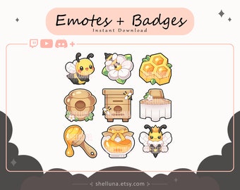 Bee Emotes and Badges | Twitch Emotes | Twitch Sub Badges | Discord | Kawaii | Honey| Spring | Stream Icons