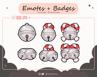 Kitsune Bells (Silver/Red) Emotes and Badges | Twitch Emotes | Twitch Badges | Discord Emotes | Japanese | Kawaii | Stream Icons