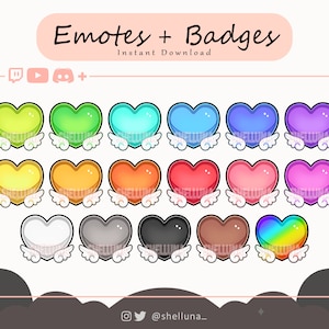 Twitch Emotes | Twitch Badges | Discord Emotes | YouTube Emotes | Winged Heart Emotes | Kawaii | Streamer Badges