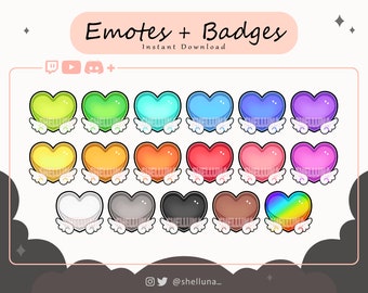 Twitch Emotes | Twitch Badges | Discord Emotes | YouTube Emotes | Winged Heart Emotes | Kawaii | Streamer Badges