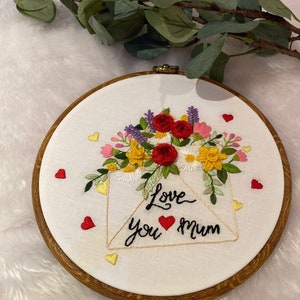 Valentine red rose hoops,floral embroidery hoop,red roses,Embroidery hoop,valentine gift,mothers day gift,Custom Embroidery hoop image 9