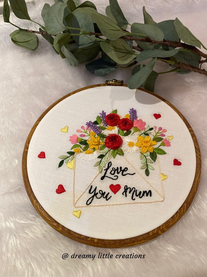 Valentine red rose hoops,floral embroidery hoop,red roses,Embroidery hoop,valentine gift,mothers day gift,Custom Embroidery hoop image 9