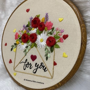 Valentine red rose hoops,floral embroidery hoop,red roses,Embroidery hoop,valentine gift,mothers day gift,Custom Embroidery hoop image 6