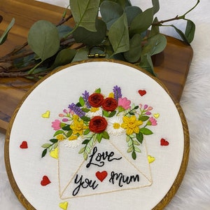 Valentine red rose hoops,floral embroidery hoop,red roses,Embroidery hoop,valentine gift,mothers day gift,Custom Embroidery hoop image 3