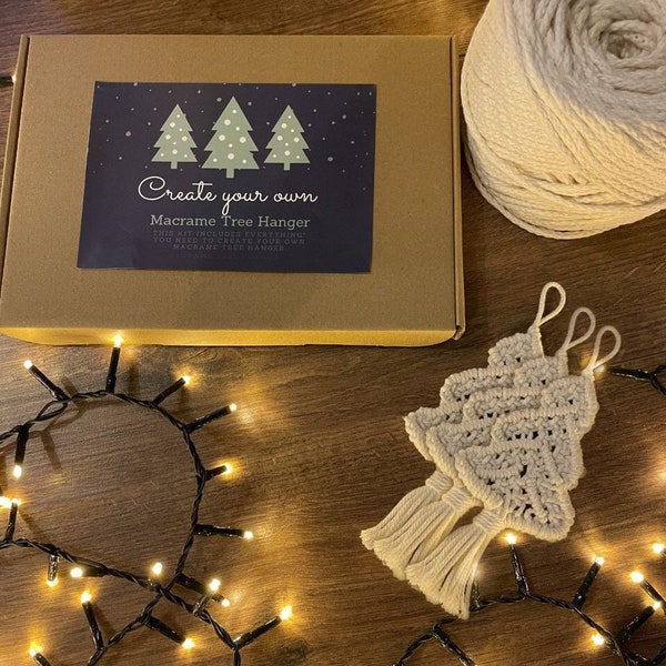 Kit de macramé DIY – Sapin de Noël, décorations d'arbre (pour 3)