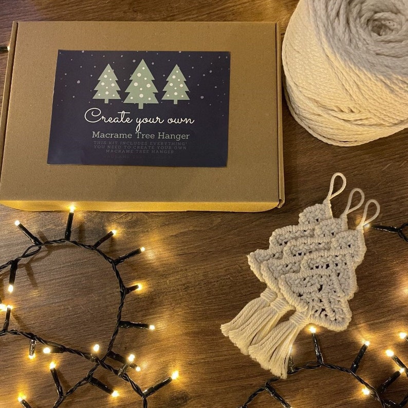 DIY Macramé Kit – Christmas Tree, Tree Decorations (Makes 3) 