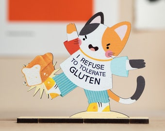 I Refuse to Tolerate Gluten Desk Companion - Funny Cute Coworker Gift Coeliac Desk Toy Miniature Mini Stomach Ache Best Friend Intolerant