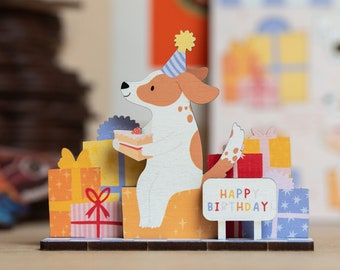 Personalised Dog Birthday Card - Happy  Funny Animal Cute Dog Lover Letterbox Gift for Her Crazy Dog Lady DIY Alternative Desk Toy Popup