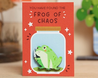 Frog of Chaos Pin or Magnet - Birthday Gift - Frogs Animal Funny Badge Brooch - Cheer Up Just Because Letterbox Gift Positivity Cottagecore