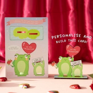 Frösche Valentinstag Karte - I Find You Ribbitting - Frosch-Liebhaber-Geschenk-Token - Tiere niedliches Wortspiel lustiges Galentines Valentines-Geschenk für sie Holz