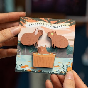 Capybara Spa Magnets - Cute Capybaras Card Gift - Fridge Refrigerator Magnet - Capybara Lover Animal Kawaii Shirt Sticker Tiktok Stationery