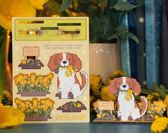 Mother's Day Card Dog digging up flowers - Spaniel Wooden Pop Out Card for Mum - Mother like no other Cute Animal Kawaii Gift - Funny Pun
