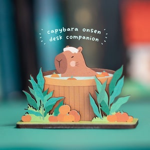 Capybara Spa Onsen Desk Companion - Cute Capybaras Gift - Kawaii Desk Toy - Miniature Mini Decoration - Capy Animal Letterbox Gifts for Her