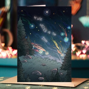 Carte de Saint Valentin We Were Written in the Stars - Cartes Happy Valentines - Carte cadeau ciel nocturne - Carte sans fromage Étoiles Étoiles Lune Or