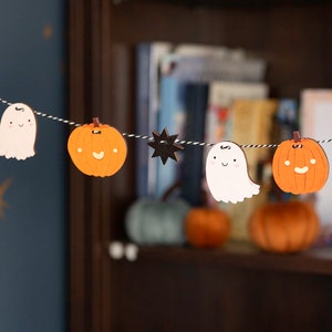 Make Your Own Halloween Garland Pop Out Wooden Ghosts and Pumpkins DIY Gift Ghost Pumpkin Spooky Decor Halloween Party Banner Cobweb image 6