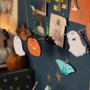 Make Your Own Halloween Garland Pop Out Wooden Ghosts and Pumpkins DIY Gift Ghost Pumpkin Spooky Decor Halloween Party Banner Cobweb image 7