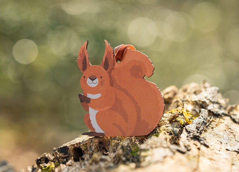 Red Squirrel Decoration Rare British Breeds Wooden Endangered Animals UK British Isles Wildlife Nursery Decor Cute Grey Squirrel Acorn Red Squirrel