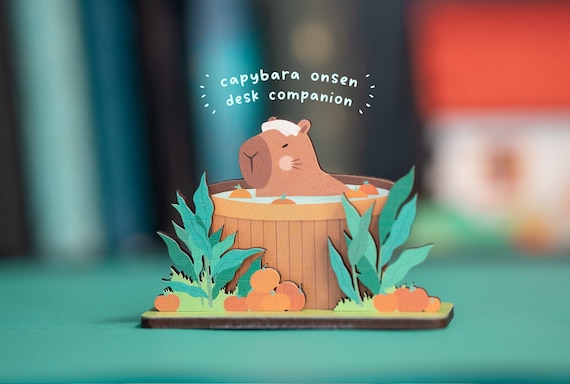 Capybara Spa Onsen Desk Companion Cute Capybaras Gift Kawaii Desk