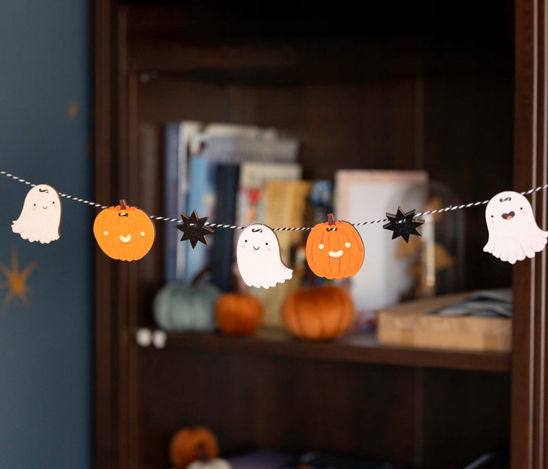 Make Your Own Halloween Garland Pop Out Wooden Ghosts and Pumpkins DIY Gift Ghost Pumpkin Spooky Decor Halloween Party Banner Cobweb image 6