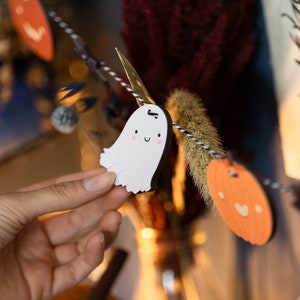 Make Your Own Halloween Garland Pop Out Wooden Ghosts and Pumpkins DIY Gift Ghost Pumpkin Spooky Decor Halloween Party Banner Cobweb image 3