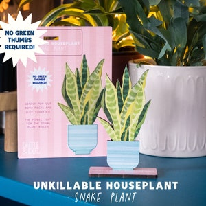 Planta de serpiente UNKILLABLE HOUSEPLANT - Dracaena trifasciata - Regalo de planta de casa para jardineros - asesino de plantas - tarjeta de padre de planta divertida madera linda
