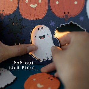 Make Your Own Halloween Garland Pop Out Wooden Ghosts and Pumpkins DIY Gift Ghost Pumpkin Spooky Decor Halloween Party Banner Cobweb image 4