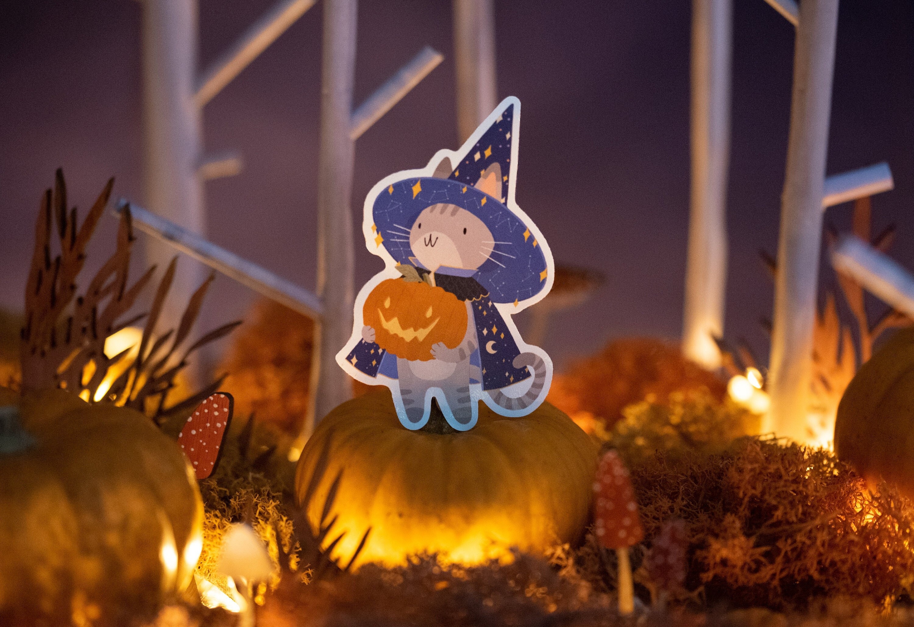 Glow In The Dark Halloween Stickers Pumpkins & Cats 🎃