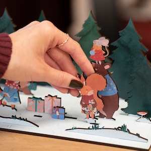 Woodland Animals Reusable Wooden Advent Calendar Children's Countdown to Christmas Scene Mantelpiece Garland Decoration Handmade image 2