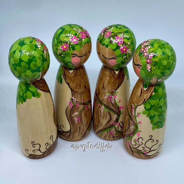 Tree Goddess Jumbo Peg Doll, READY TO SHIP, handmade wooden toy, inspirational figurine, decor