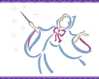 Gute Fee von Cinderella inspiriertes digitales Stickmuster