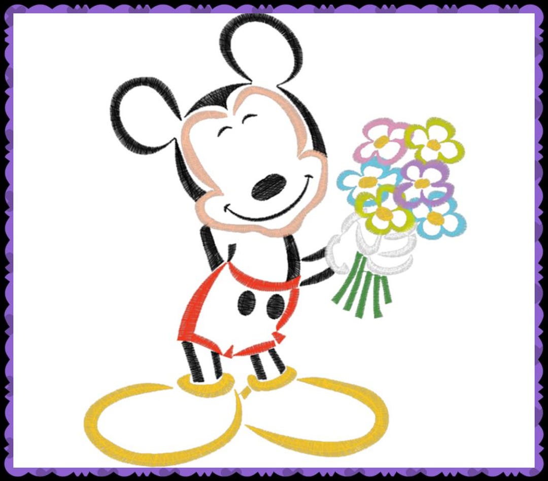 Mickey With Flowers Inspired - Etsy