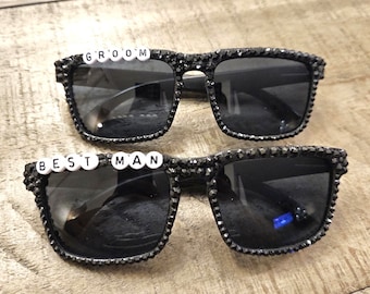Best man and groom sunglasses, groom sunglasses custom, beaded mens glasses, men’s beaded sunglasses, best man glasses, groom glasses