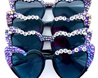 Customizable beaded Olivia Rodrigo guts sunglasses, guts sunglasses, guts world tour sunglasses, beaded sunglasses, concert sunglasses