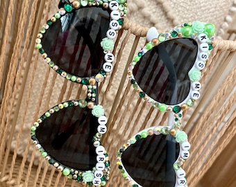 St patty’s day glasses, kiss me I’m Irish glasses, st patty’s day sunglasses, let’s paddy glasses, st pattys day accessories, lucky glasses
