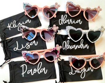 Personalized sunglasses bag, bridesmaid sunglasses bag, sunglasses bag with name, name sunglasses bag