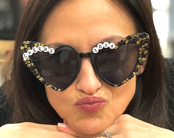 New Year’s Eve glasses, happy new years glasses, new years glasses, bedazzled glasses, rhinestone glasses, beaded glasses, funky glasses