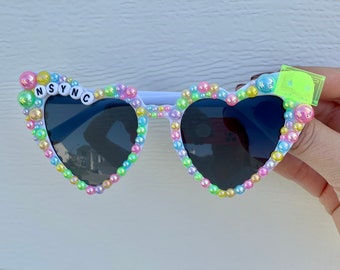 Custom NSYNC sunglasses, Back Street Boys concert sunglasses, girls trip glasses, bedazzled sunglasses, NSYNC, beaded nsync birthday glasses