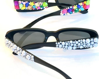 Custom birthday sunglasses, birthday gifts for her, custom birthday gift, bedazzled sunglasses, heart sunglasses, girls weekend sunglasses