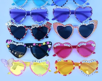 Taylor swift sunglasses, swiftie sunglasses, birthday sunglasses, beaded sunglasses, concert sunglasses, girls trip sunglasses,