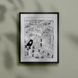 ORIGINAL Line Art | Unique illustration, one of a kind, crooked rooftops