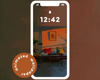 Sfondo animato per telefono di casa accogliente / iOS 14 e Android / Estetica morbida / Download digitale
