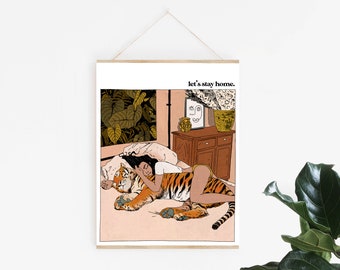 Let's Stay Home  | Calm vibes, boho, contemporary illustrative artwork print