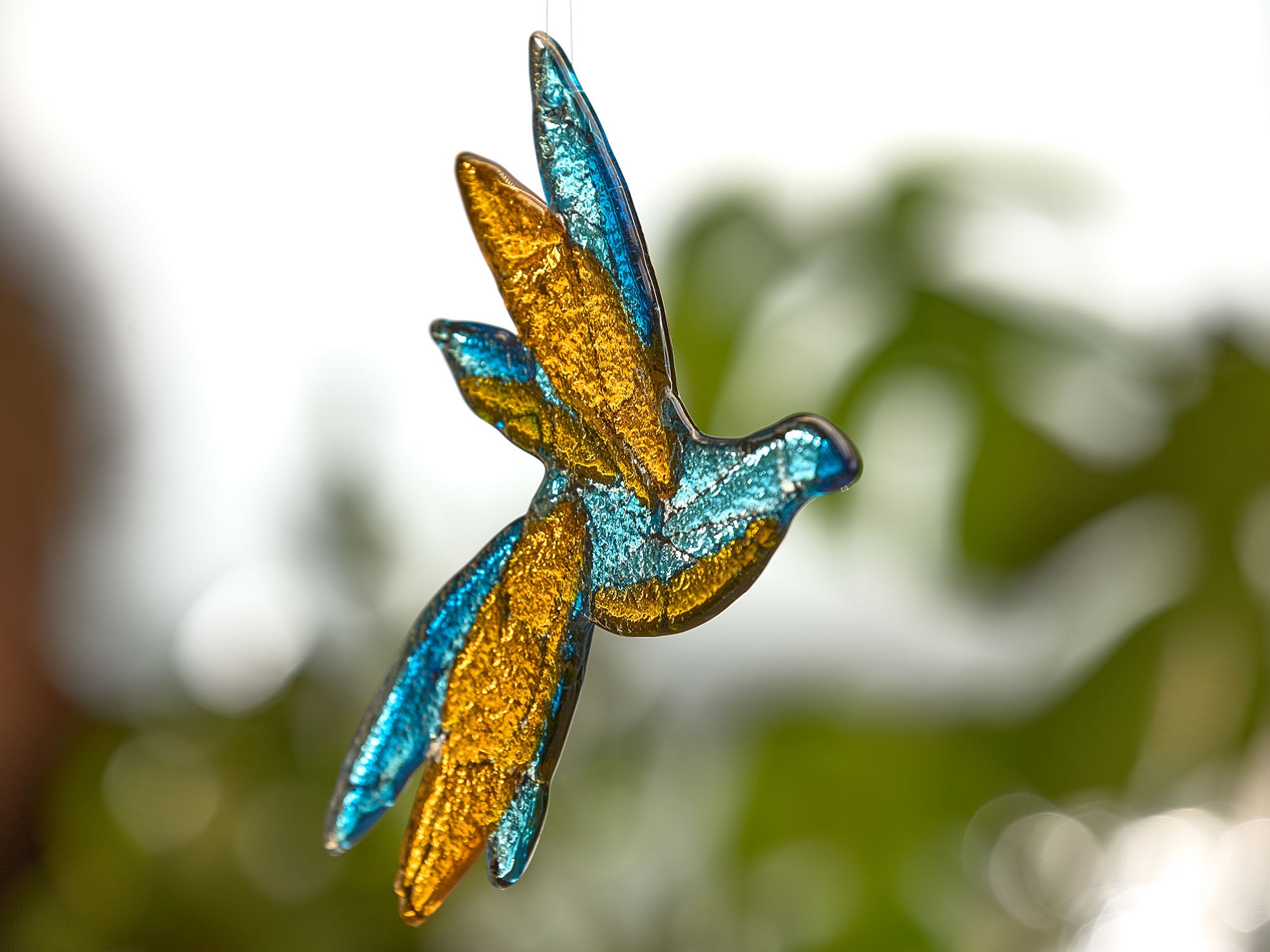 Fused glass suncatcher bird of paradise. Art glass suncatcher Etsy