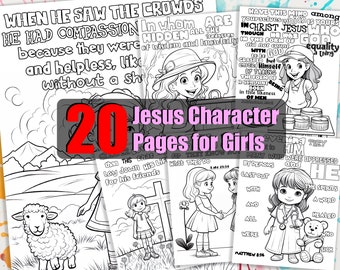 Bible Coloring Pages for Girls, Christian Faith Illustrations (PDF)